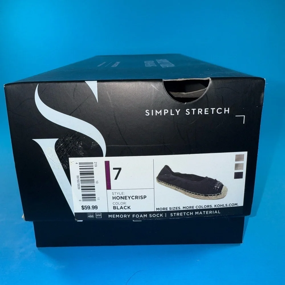 New Simply Vera Vera Wang Honey Crisp Black Espadrille Flat Slip-On Shoes